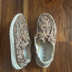 Hey Dude Women's Snake Print Sneakers - Brown and Cream